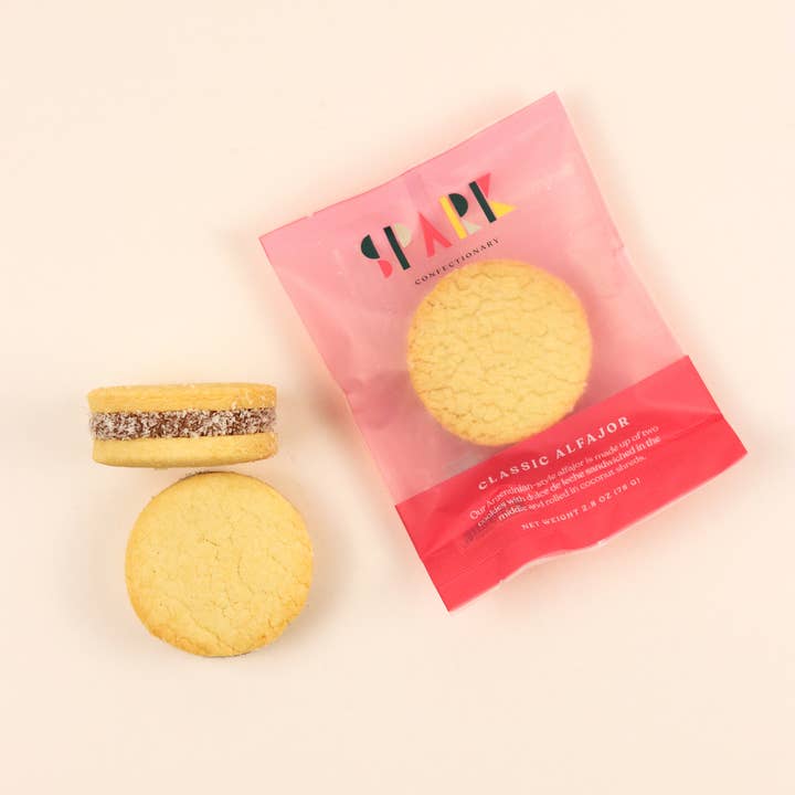 Individually Packaged Classic Alfajor Cookies for wholesale by Spark Confectionary