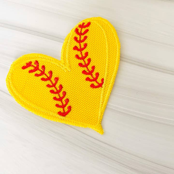 R & R Stitched - Wholesale Patch - Softball heart embroidered hat patch3