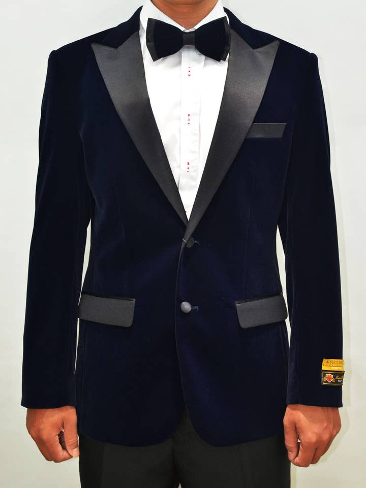 Men Navy Blue Velvet Tuxedo for wholesale by Alberto Nardoni
