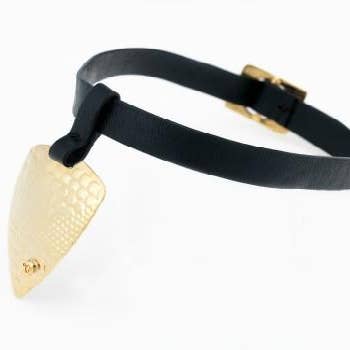 Modern Forms Gold Plated Faux Leather Choker for wholesale by Viviane Guenoun