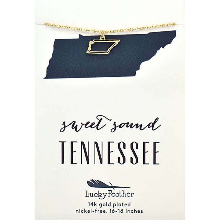 State Necklace - Gold - TENNESSEE for wholesale by Lucky Feather