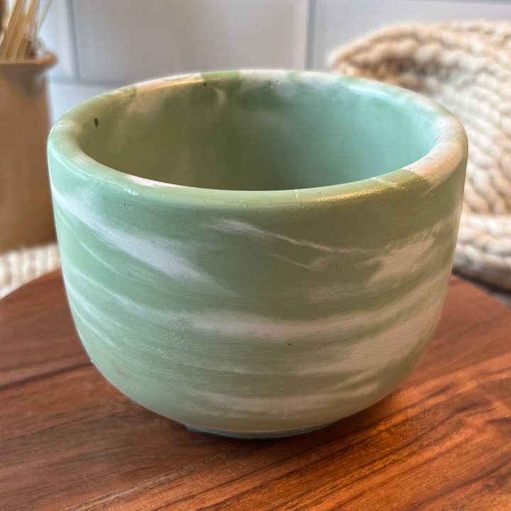 Bumblebee Candle Co. - Wholesale Candle Holder - Green Marbled Concrete Candle Vessel - 8 oz