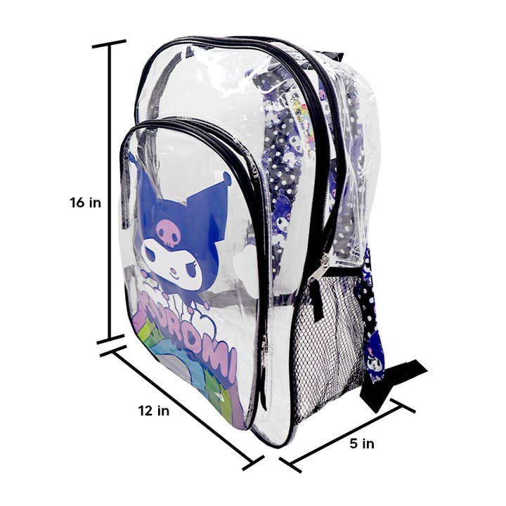 PINEAPPLE Beauty - Wholesale Backpack - Kids - UPD KCLB Sanrio Kuromi 16" Clear Backpack - 1pc