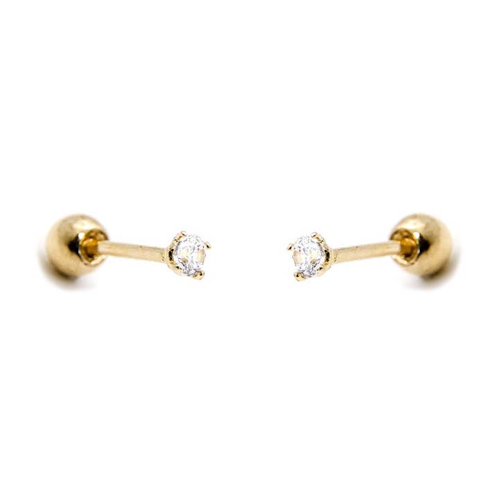 Boucles d'oreilles à dos plat à vis en diamant CZ classique pour la vente par KIKICHIC