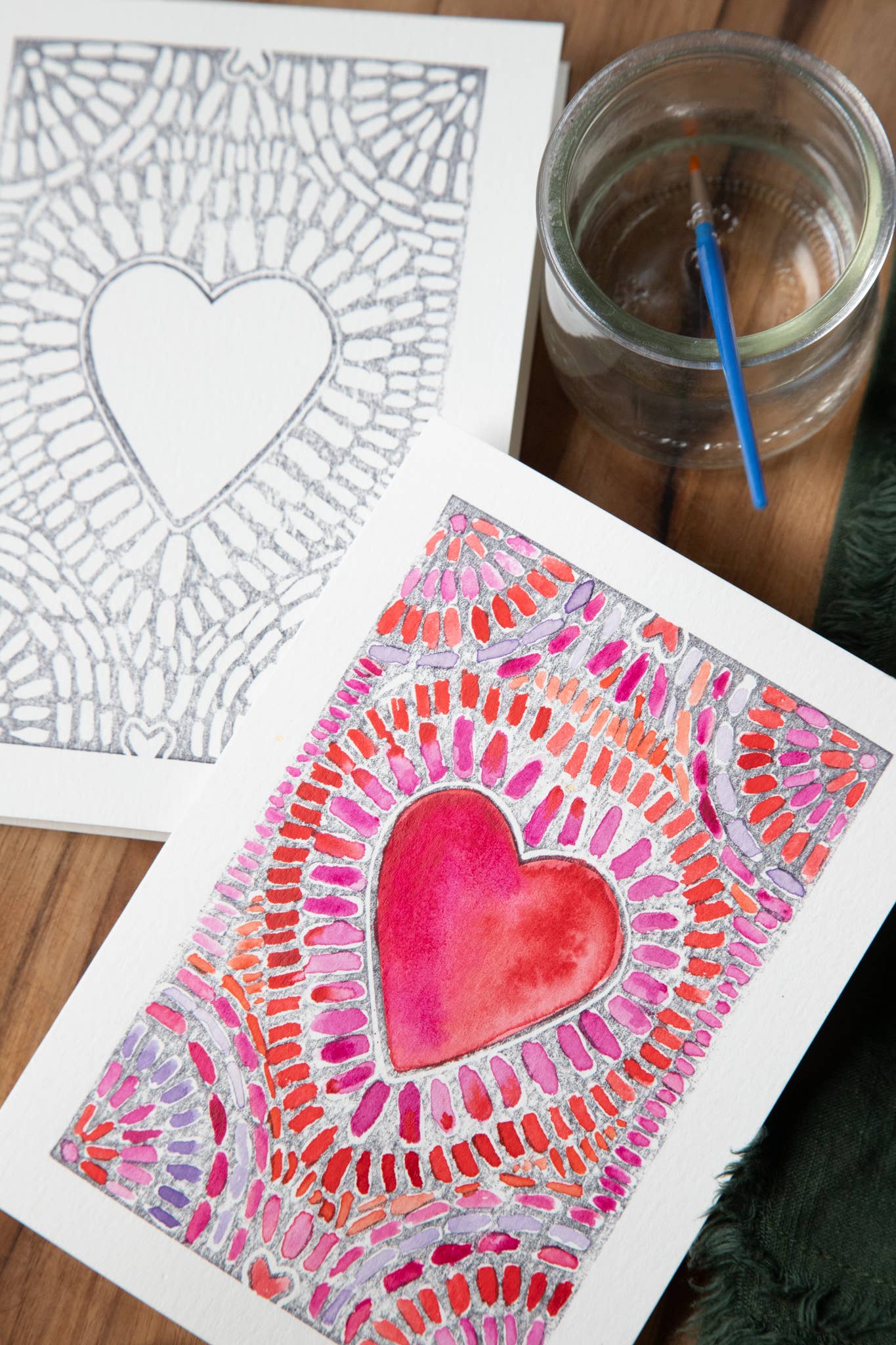 Ashes & Arbor - Wholesale DIY Craft Kit - 5X7 Heart DIY Watercolor Art Card Kit2