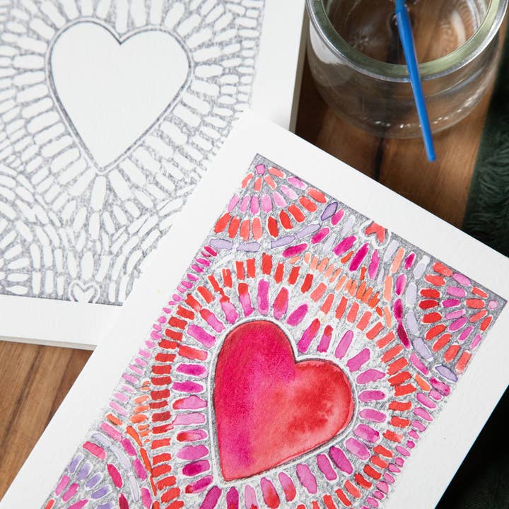 Ashes & Arbor - Wholesale DIY Craft Kit - 5X7 Heart DIY Watercolor Art Card Kit2