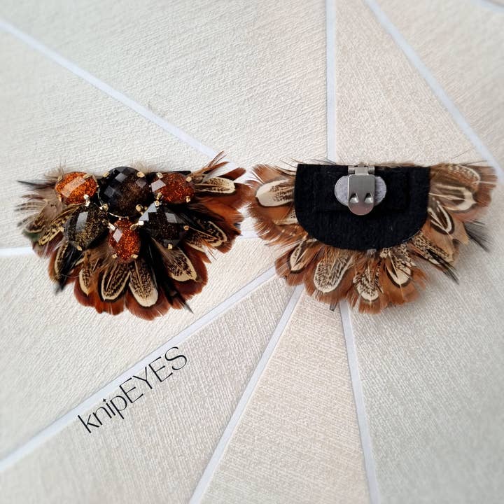 knipEYES – wholesale Shoe jewellery – Women’s – Shoeclips & Fashionclips Feather - Brown/Green (per pair)7