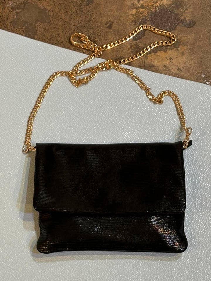 hoss Black Glomesh Leather Emily Bag por atacado de HOSS