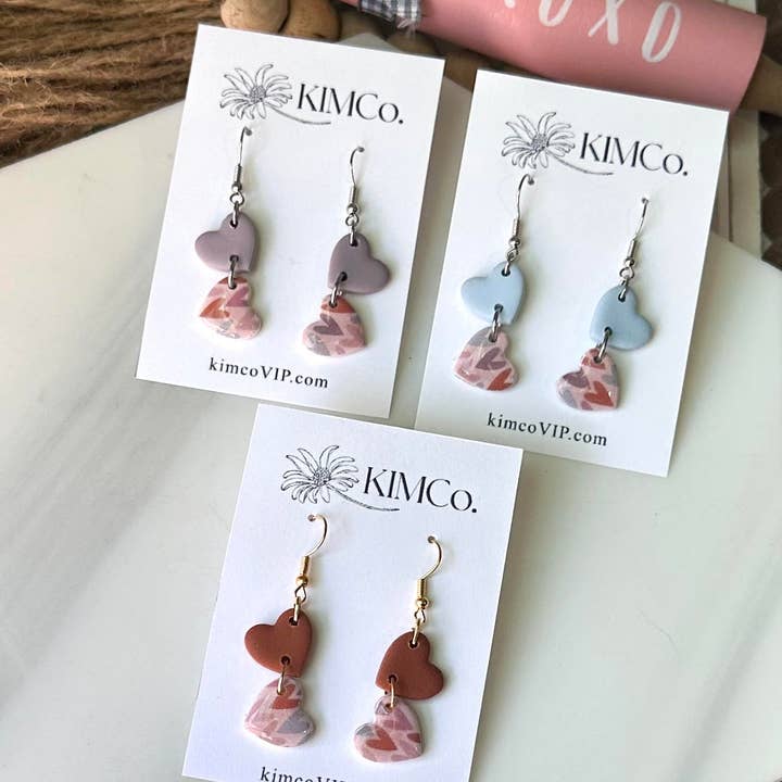 Orecchini in Pasta Polimerica - San Valentino - Cuore Pendente per la vendita all'ingrosso da parte di KIMCo.