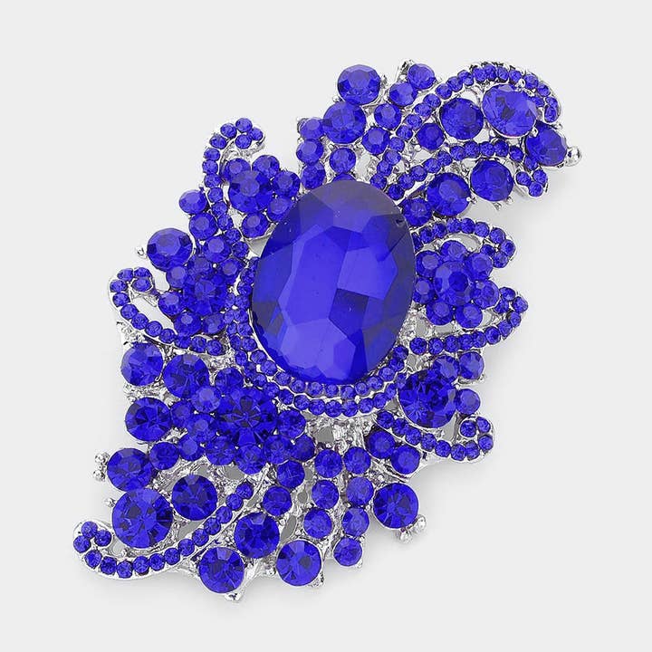 Sensibling Corp. - Vendita all'ingrosso Spille - Spilla a forma di bouquet ovale con cristalli accentati0