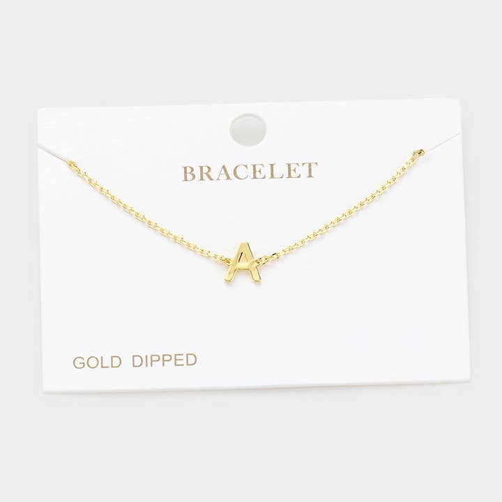 Bracciale con ciondolo monogramma iniziale in metallo placcato oro -Y- per la vendita all'ingrosso da parte di Sensibling Corp.