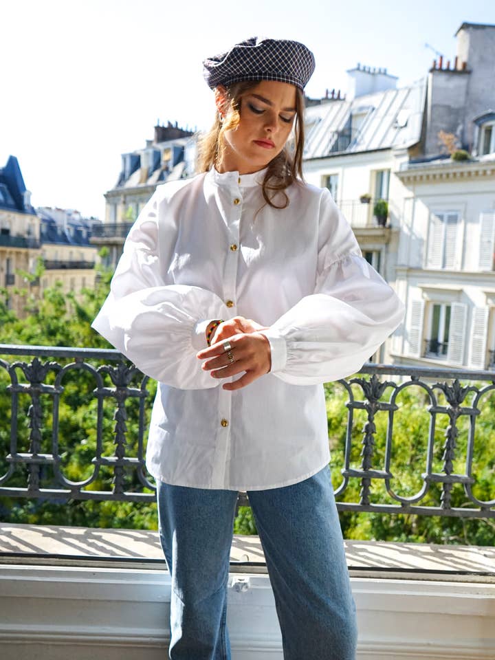 Blusa VALLOTTON - Popeline bianco per la vendita all'ingrosso da parte di ROSAMEN BADO