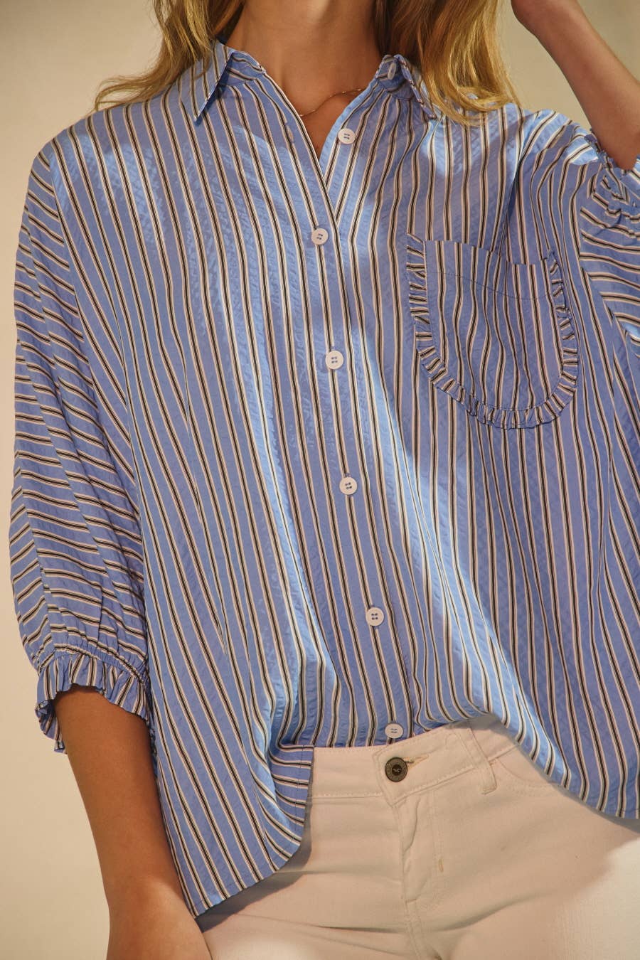 Oddi - Wholesale Shirt - Women's - Plus Striped Button Down Oversized Shirts13