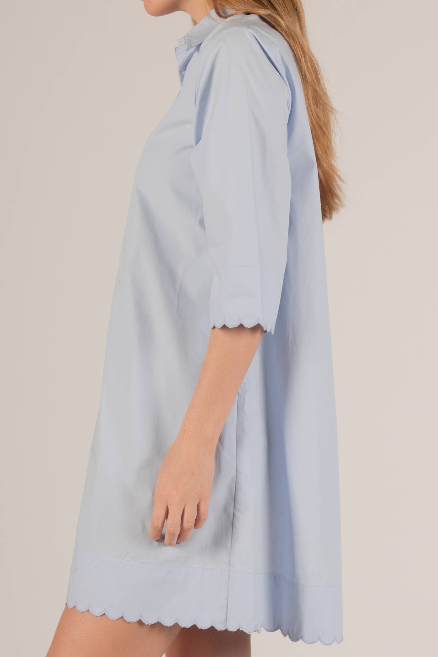 Before You Collection - Wholesale Dress - Women's - Poplin Scalloped Hem Button Up Shirt Dress7