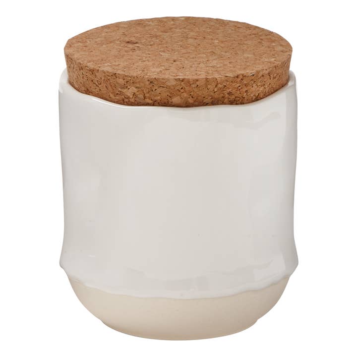 Everything Jar With Cork Lid White Stoneware for wholesale by tag