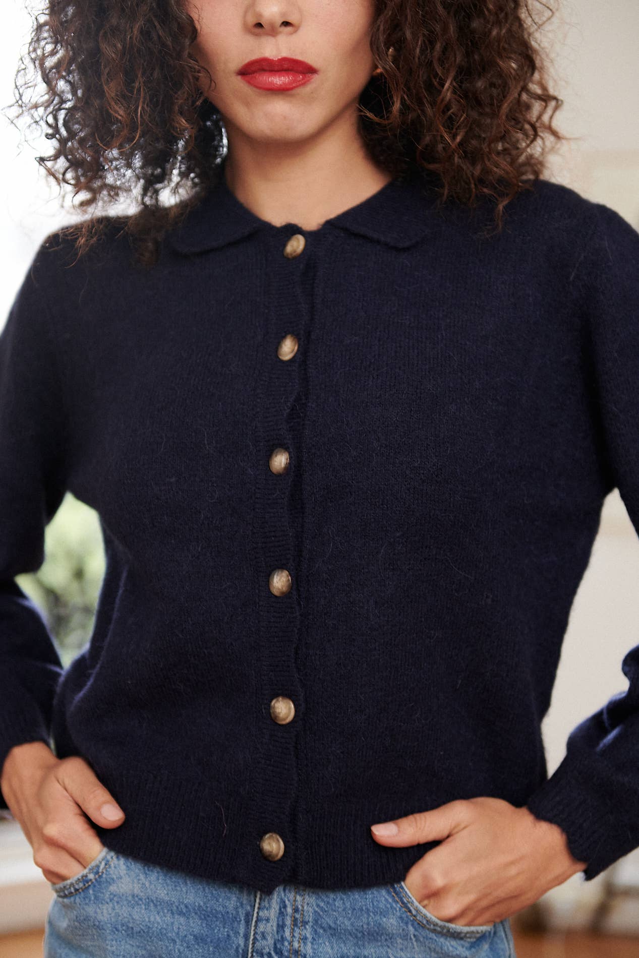 Nathael Paris – Cardigan - Mulher por atacado – Cardigã de alpaca e lã com gola festonada12