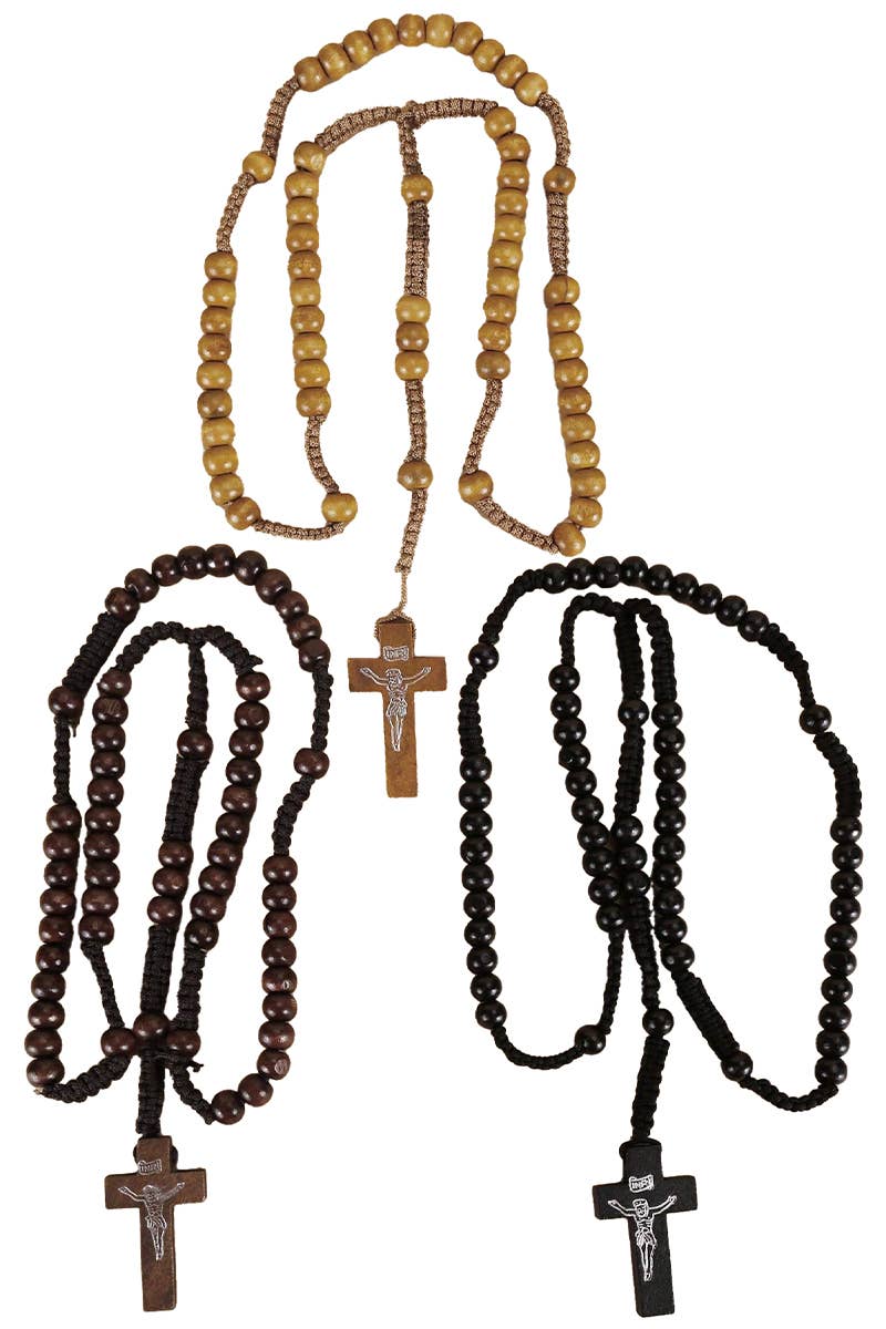 ASSORTED Jesus Christ Cross Prayer Beads Woven Rosary Necklace for wholesale on Faire1