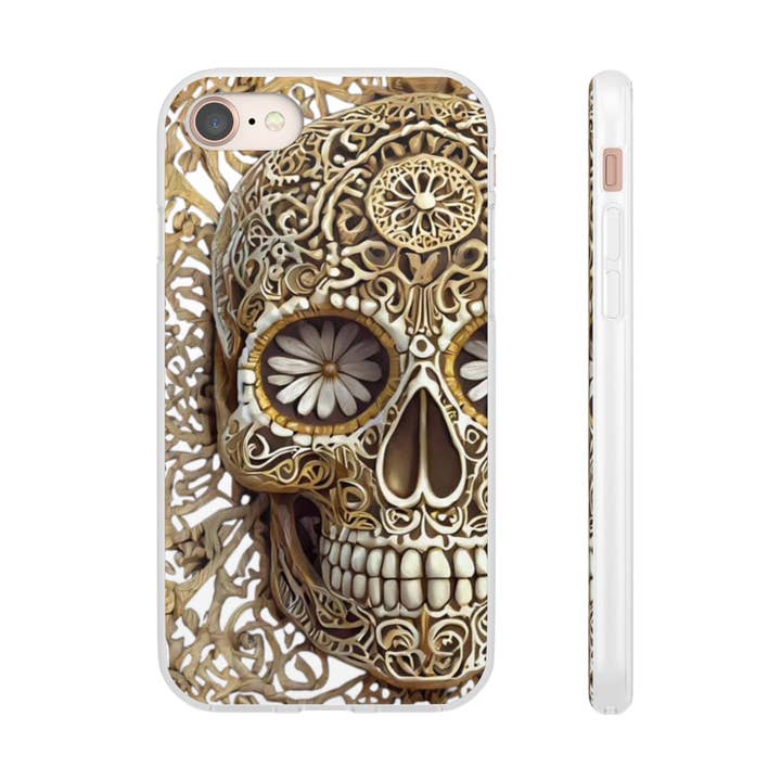 Ornate Sugar Skull Flexi Phone Case for wholesale by Studio 653 Clothing Co