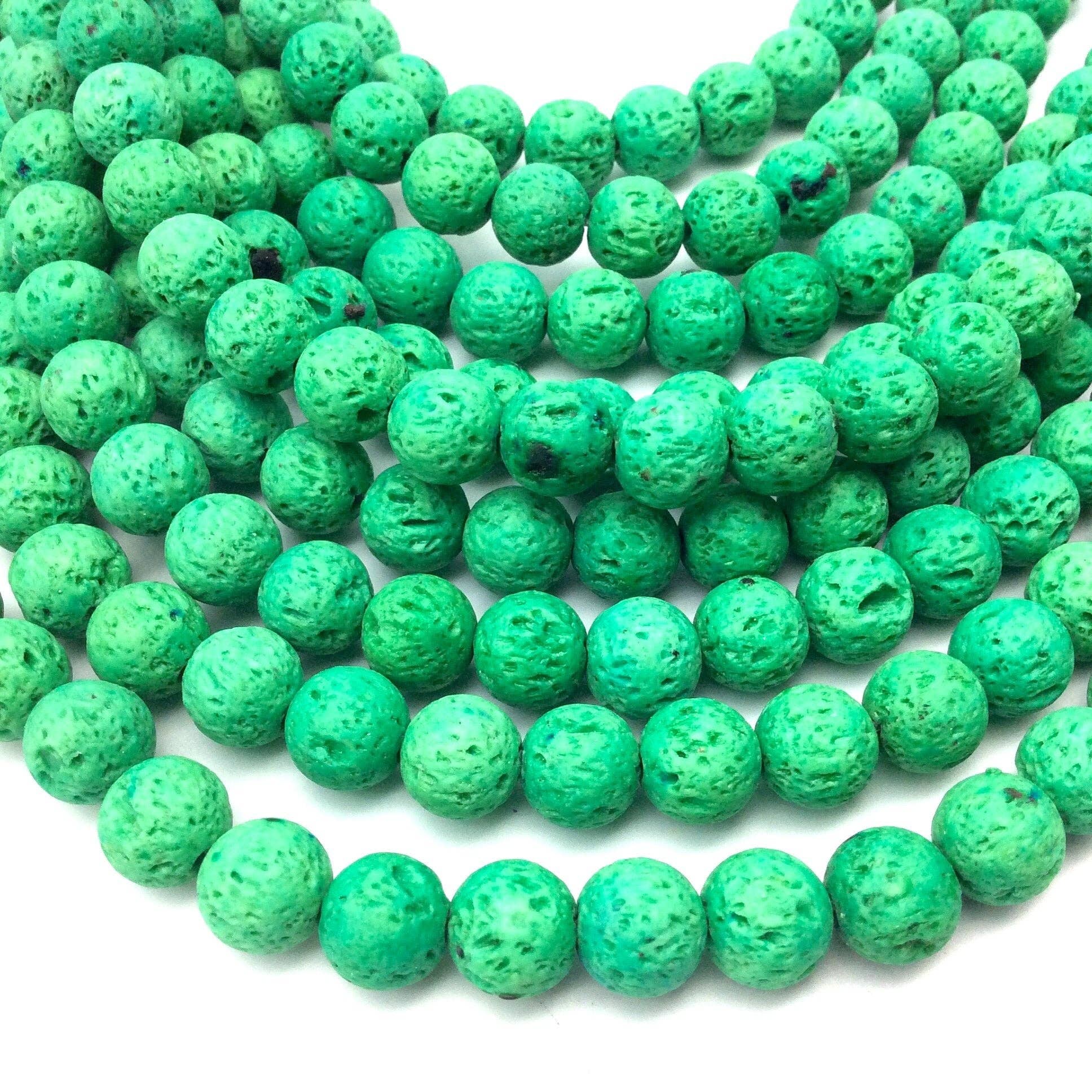 Only Beads - Wholesale Beads - Volcanic Lava Rock Beads–Neon Green 8mm,1.5mm Hole,50/Strand1