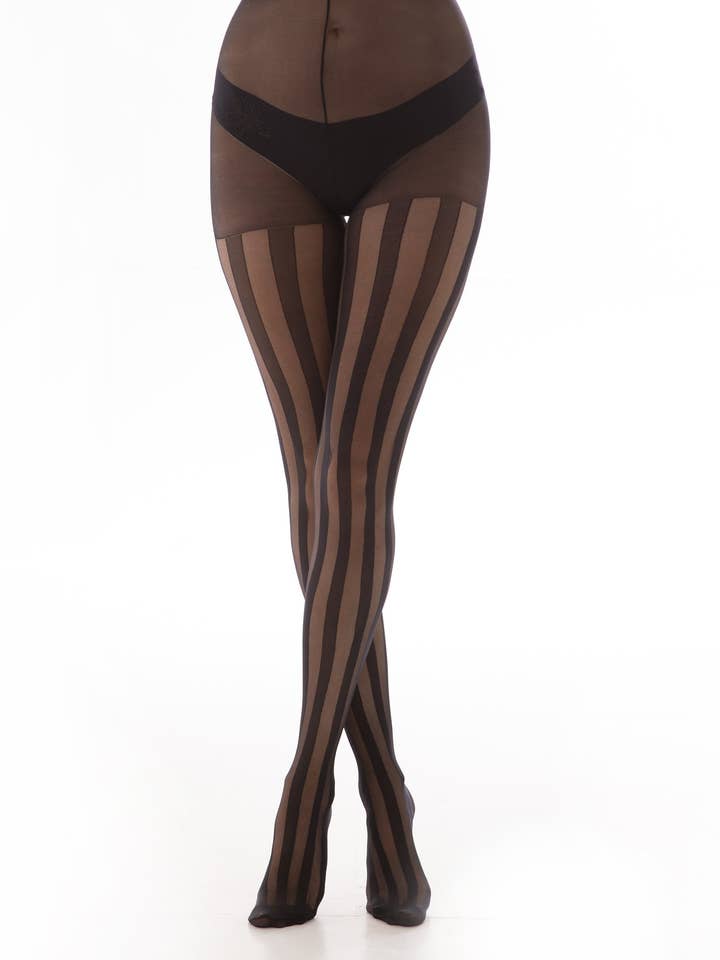 Solid Sheer Stripe Tights for wholesale by Pamela Mann