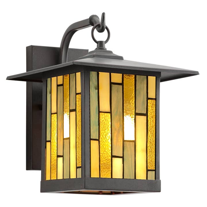 River of Goods - Wholesale Outdoor/Lawn Light - 11.75"H Amber & Gray 1-Light Outdoor Lantern Wall Sconce1