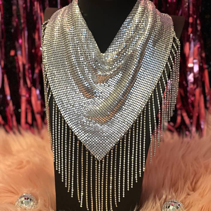 Uptown Blonde - Wholesale Bandana - Women's - Rhinestone Bandana/Discodana - Silver