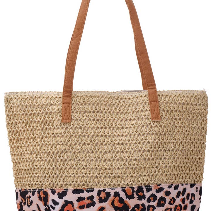 Z-D3.1 BAG1114-002-1 Strandväska Vävd Leopard 47x3 för wholesale av Menga Trading