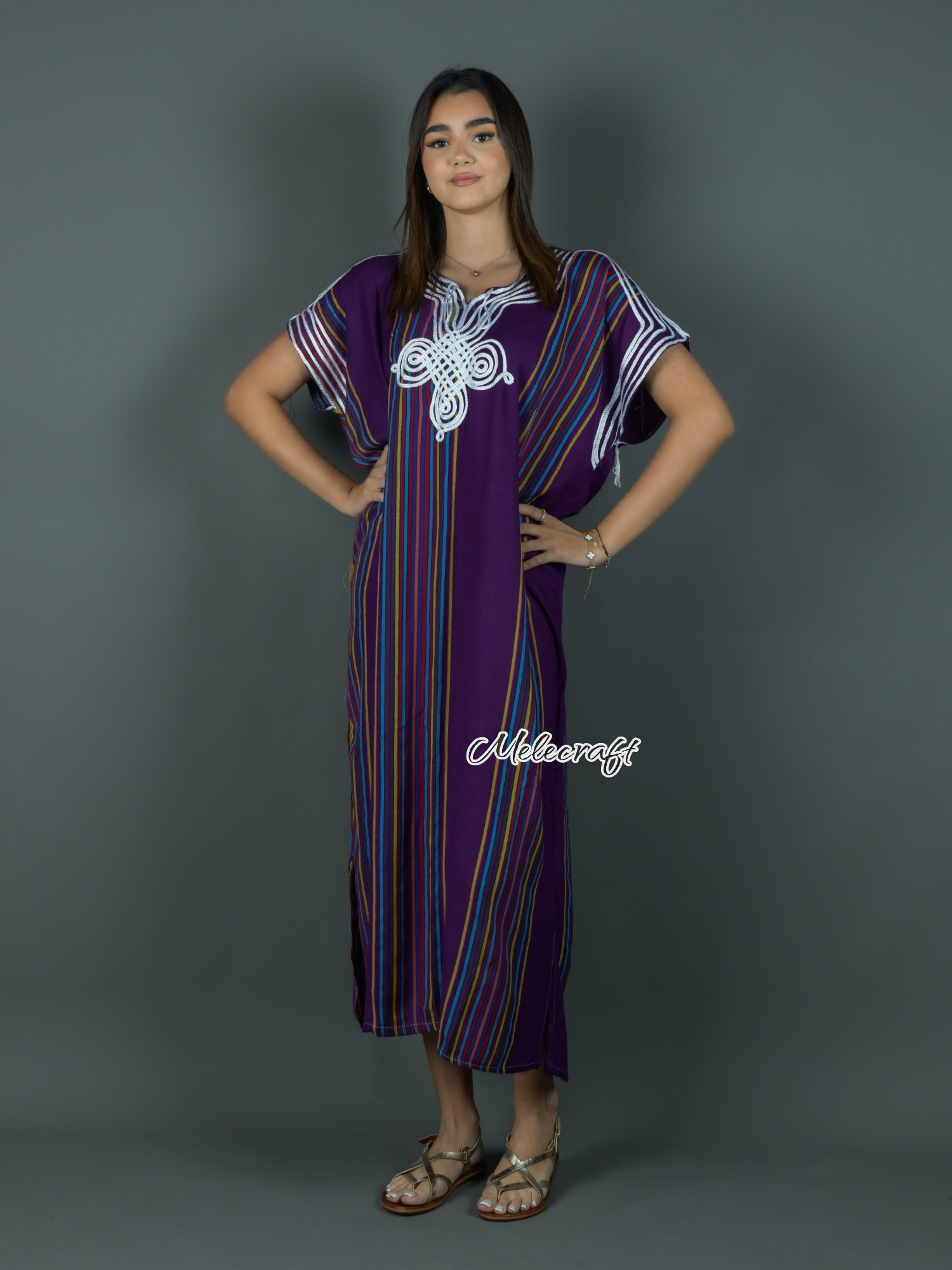 Melecraft - Wholesale Kaftan - Women's - Moroccan Striped Kaftan Dress for Women - Handmade Gandoura13