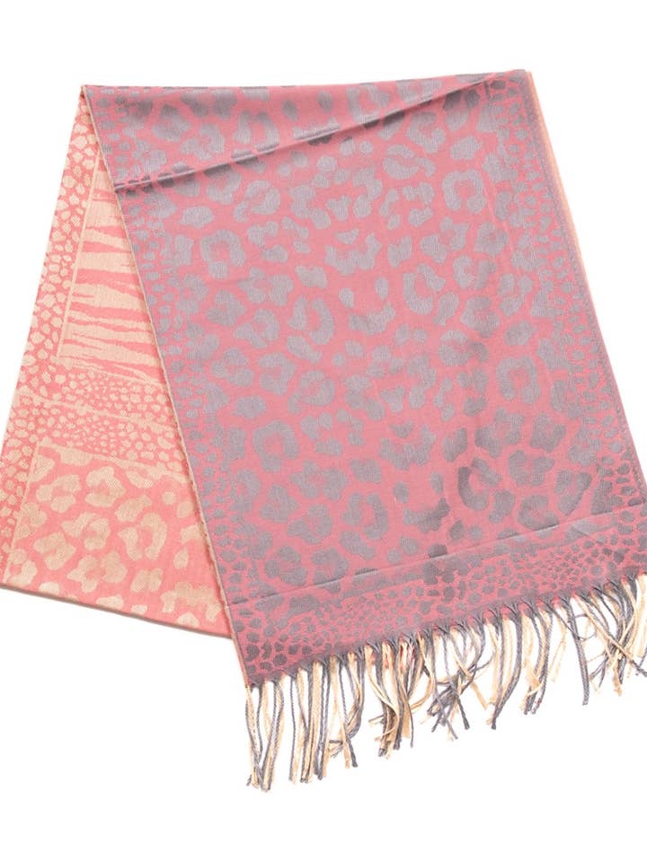 Dierenprint sjaal met franjes #2 voor wholesale door Value Arts