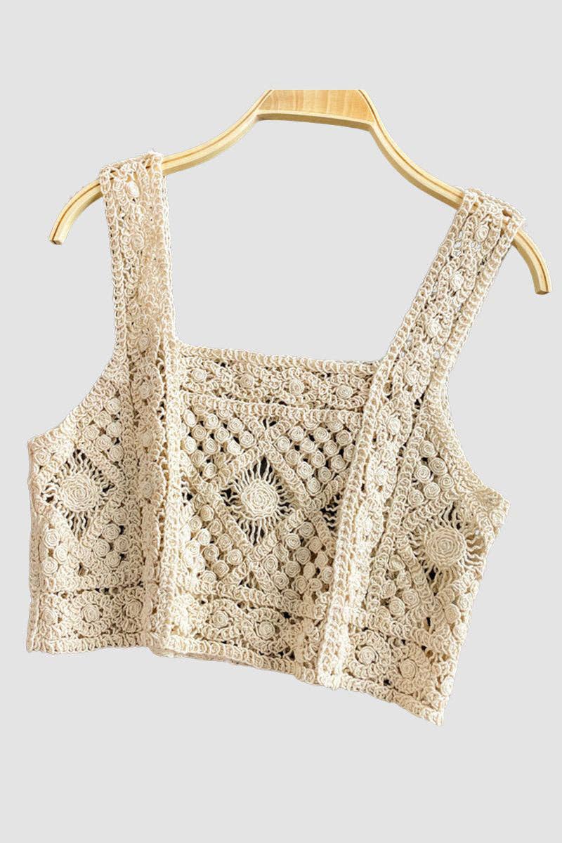 Mccolin – wholesale Tank top – Women′s – Crochet Patterned Crop Tank4