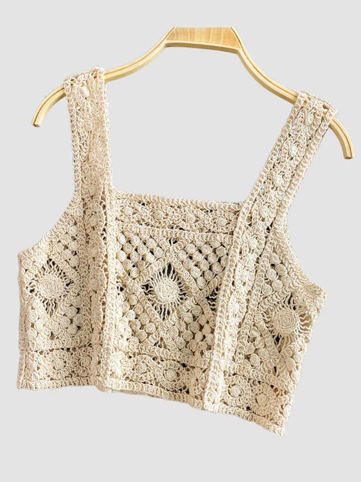 Mccolin – wholesale Tank top – Women′s – Crochet Patterned Crop Tank4