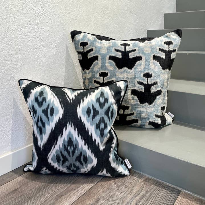 Mila∞Miro by Emelie - Wholesale Throw Pillow Cover - Velvet Ikat Cushion Butterflies | Velvet Ikat Pillow Butterflies