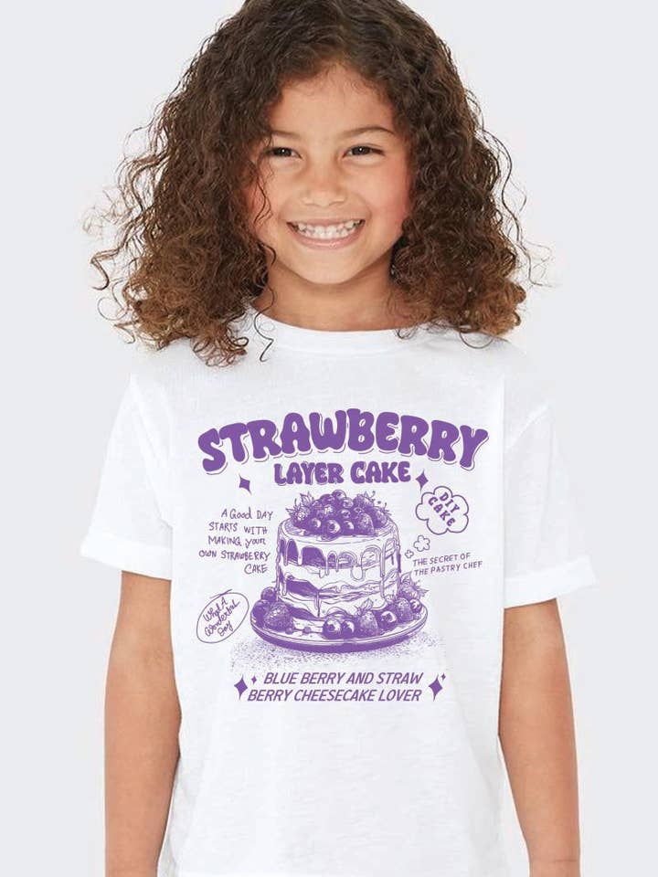 L1396 - AARDBEIENCAKE grafisch T-shirt voor wholesale door KNOCK ON THE STYLE