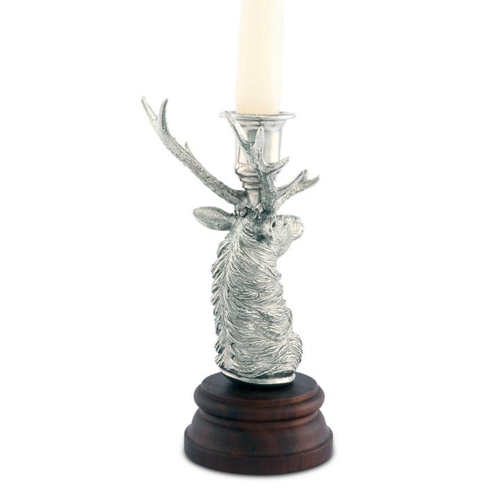 Vagabond House - Wholesale Candle holder - Pewter Elk 1 Taper Candlestick2