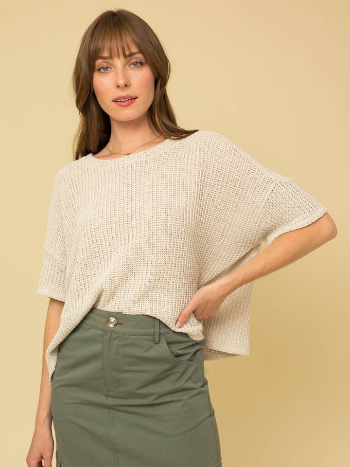 GILLI - Wholesale Knit Top - Women's - SHORT SLEEVE WAFFLE TOP
