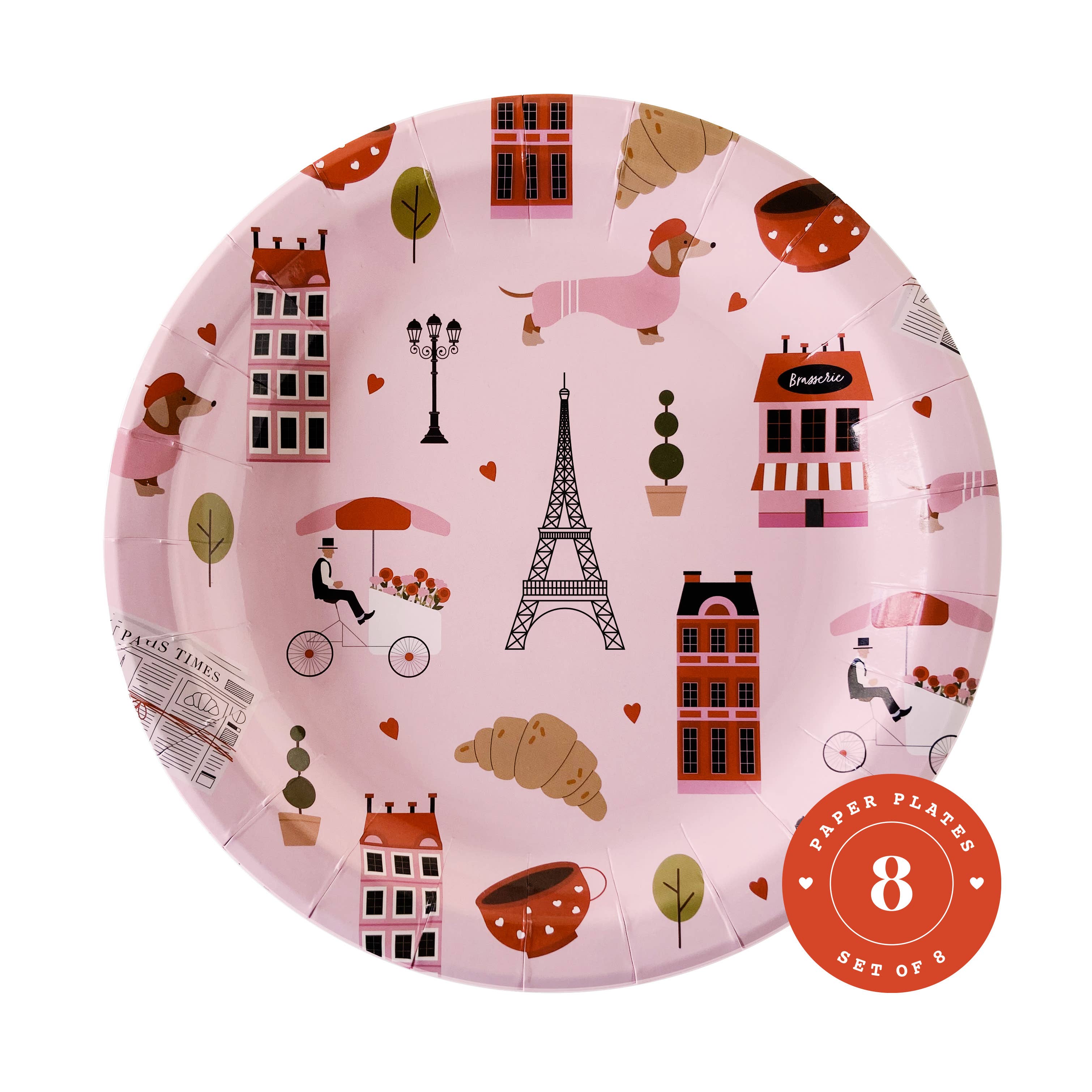 Spaghetti & Meatballs - Wholesale Disposable Plate - Paper Plates - Paris Valentine's Day Design 0