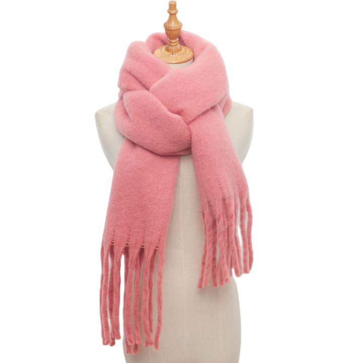 Dipped Shop - Wholesale Scarf - Women's - Solid Color Simple Tassel Scarves DPKS101125