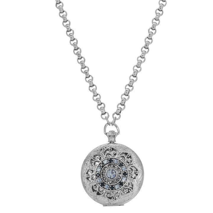 1928 Jewelry - Wholesale Pocket Watch - Women's - 1928 Jewelry Deco Lux Crystal Pocket Watch Locket 28"