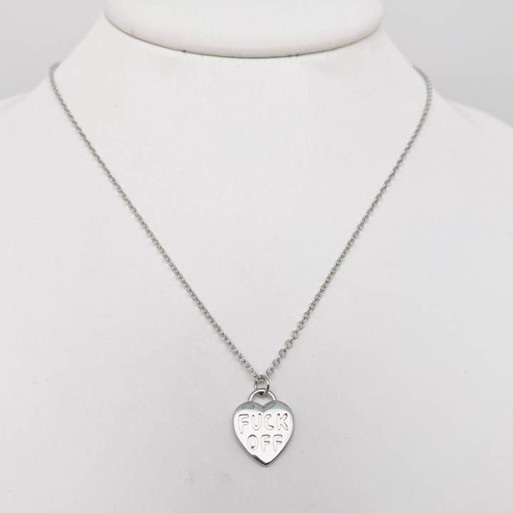 Mio Queena - Venta al por mayor Collares con colgantes/abalorios - Collar con colgante en forma de corazón chapado en oro «FUCK OFF»