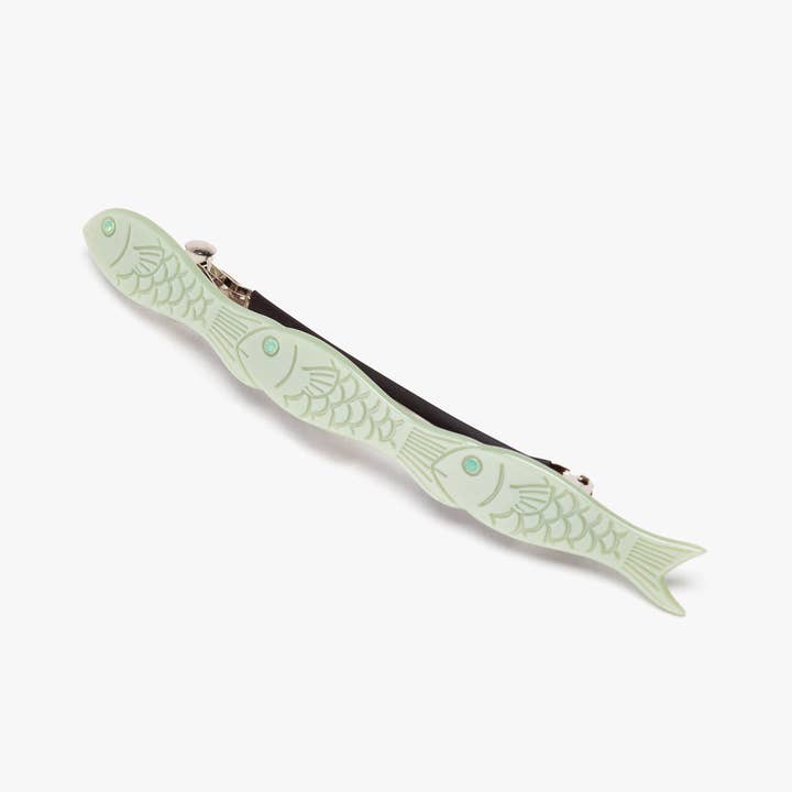 WINONA IRENE - Wholesale Hair Clip - Women's - Jade Fish Green Acetate Women's French Barrette Hair Clip