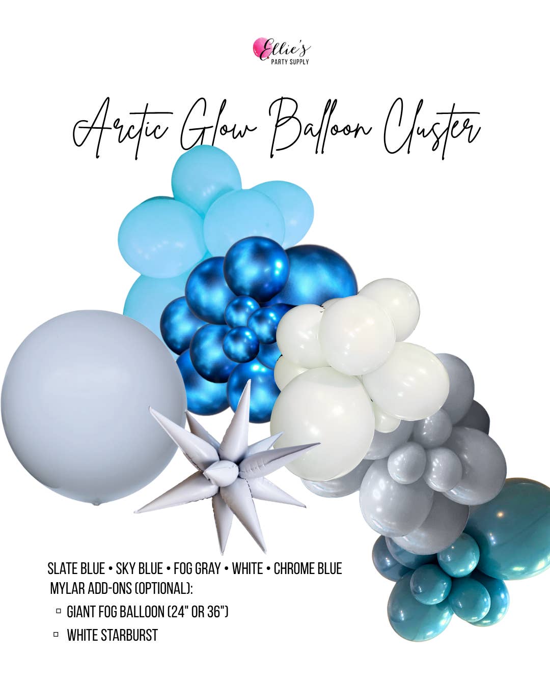 Ellie's Party Supply - Wholesale Bunting/garland - Arctic Glow Balloon Cluster Garland