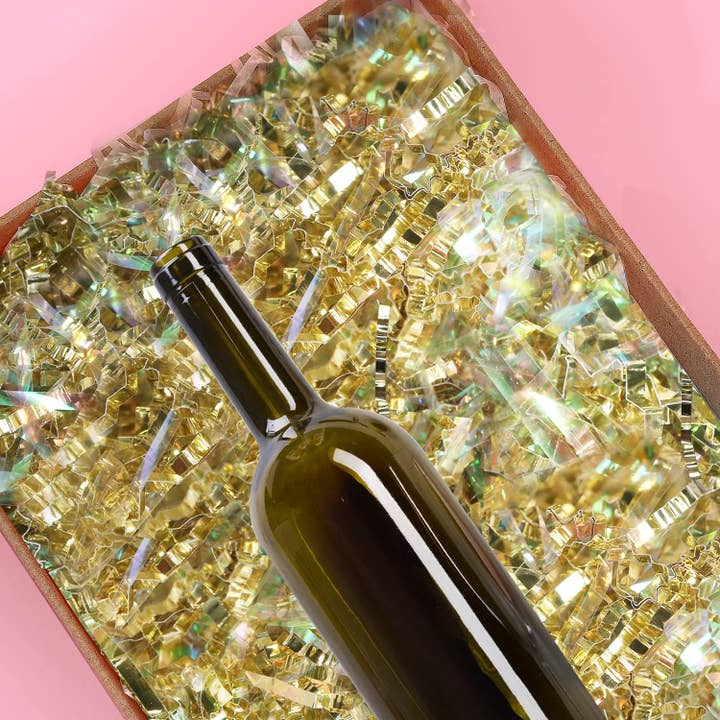 Posh Paper - Wholesale Tissue Paper - Christmas Metallic Gold Crinkle Paper Shredded Gift Basket Filler, 1 LB1