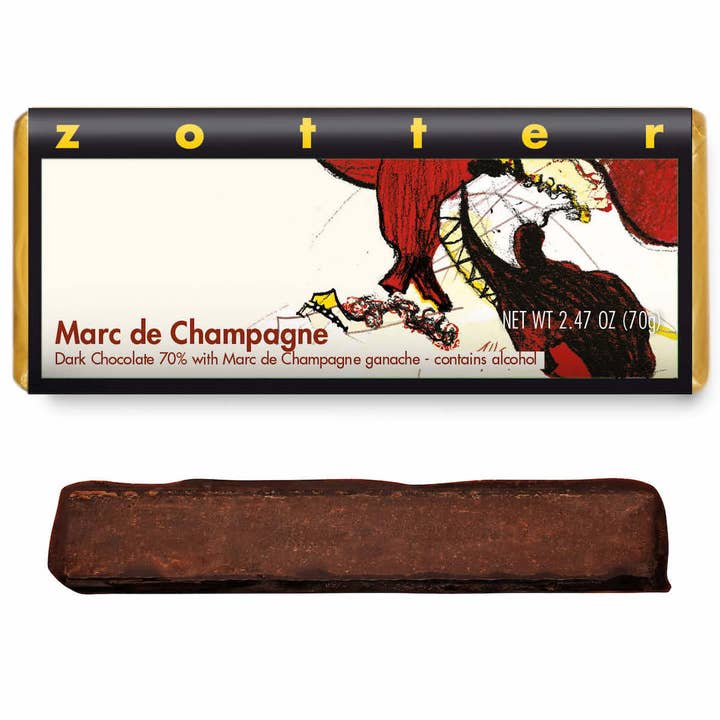 Zotter Chocolates - Wholesale Chocolate Bar - Marc de Champagne (Hand-scooped Chocolate)