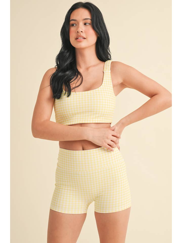 KIMBERLY C - Wholesale Sports Bra - Women's - Gingham Print Ruched Bra Top100