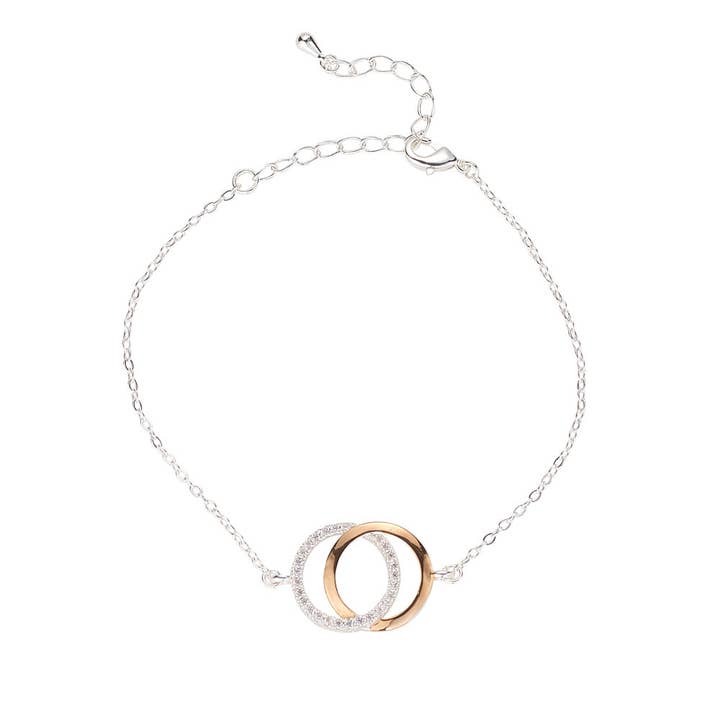 Bracelete de círculos interligantes mistos de metal, prata e ouro por atacado de Knight & Day Jewellery