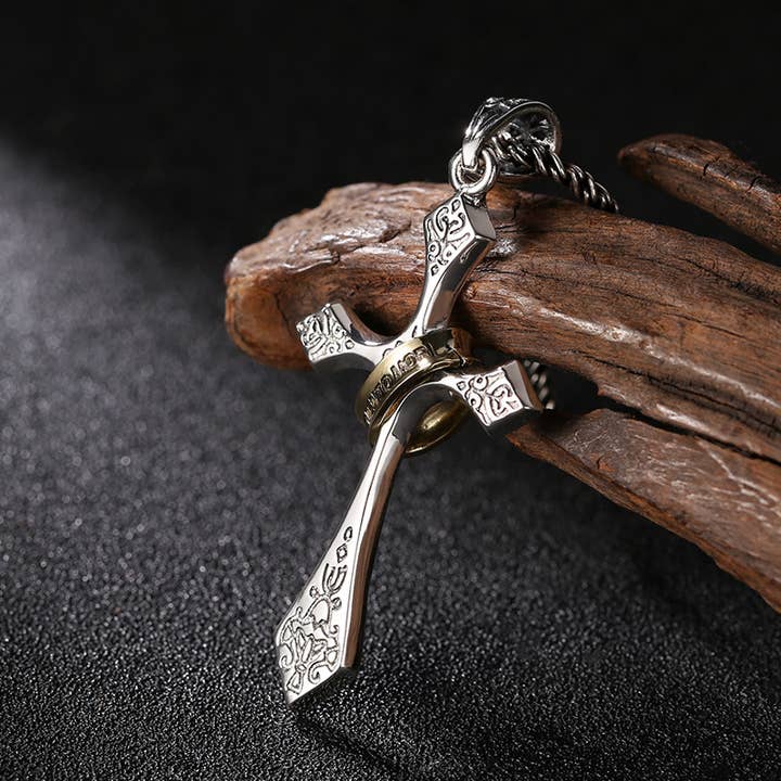 Gioiellin - S925 Silver Jewelry - Wholesale Jewelry - Men's - S925 Sterling Silver Ring Cross Pendant for Men3
