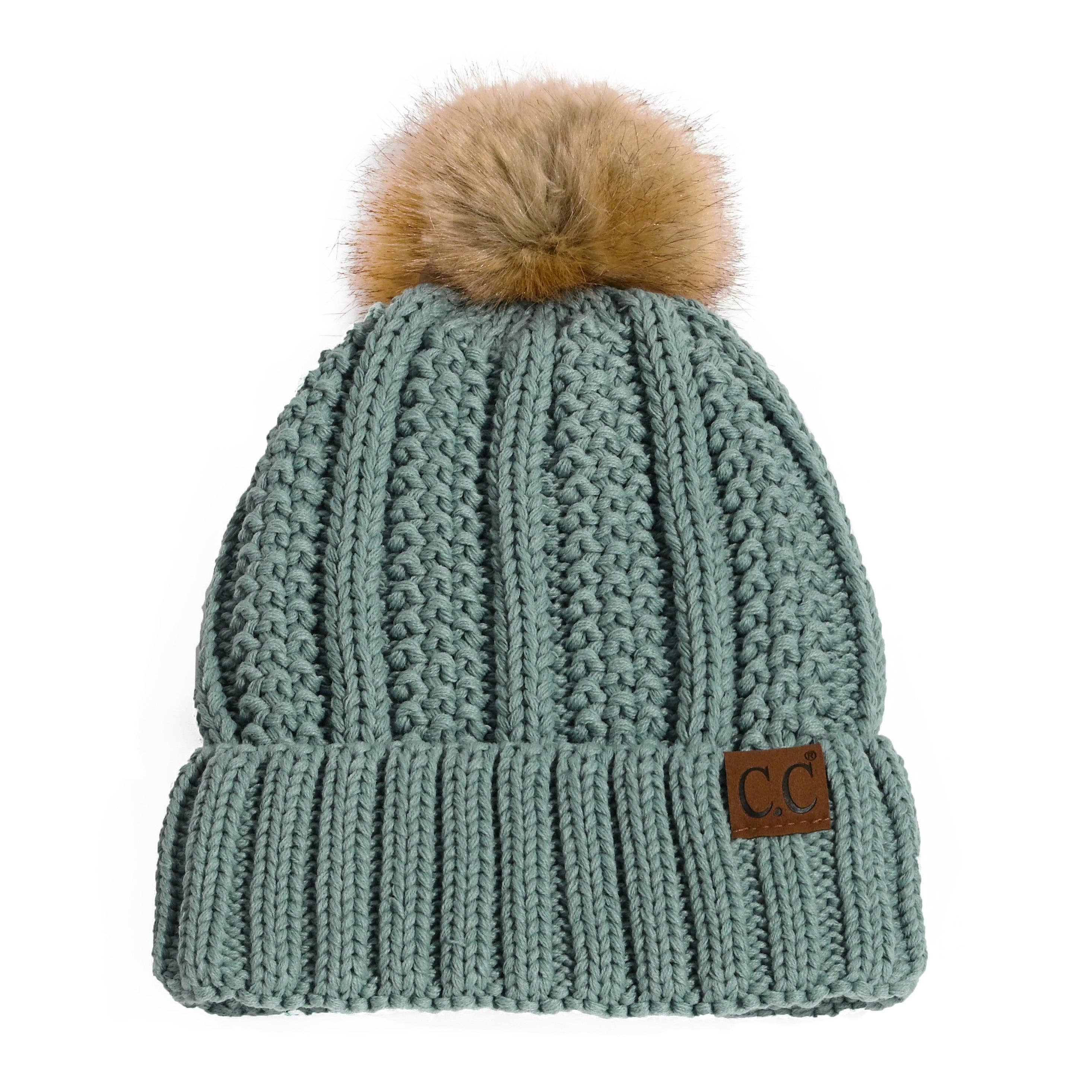 Truly Contagious – Großhandel Beanie – Damen – CC Mütze mit auffälligem Kunstpelz-Bommel (YJ-820)25