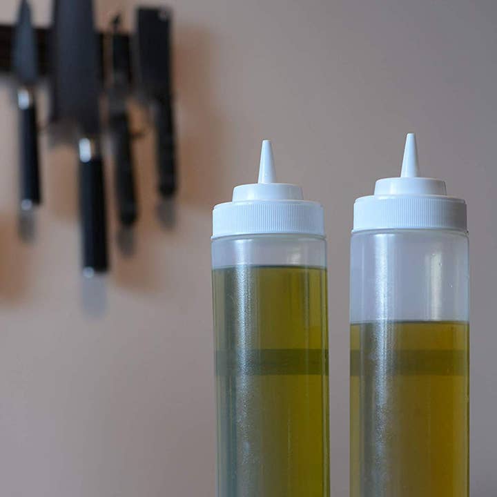 EcoQuality - Wholesale Food Storage Container - 24 Oz Clear Plastic Condiment Squeeze Bottles, Squirt Bottle