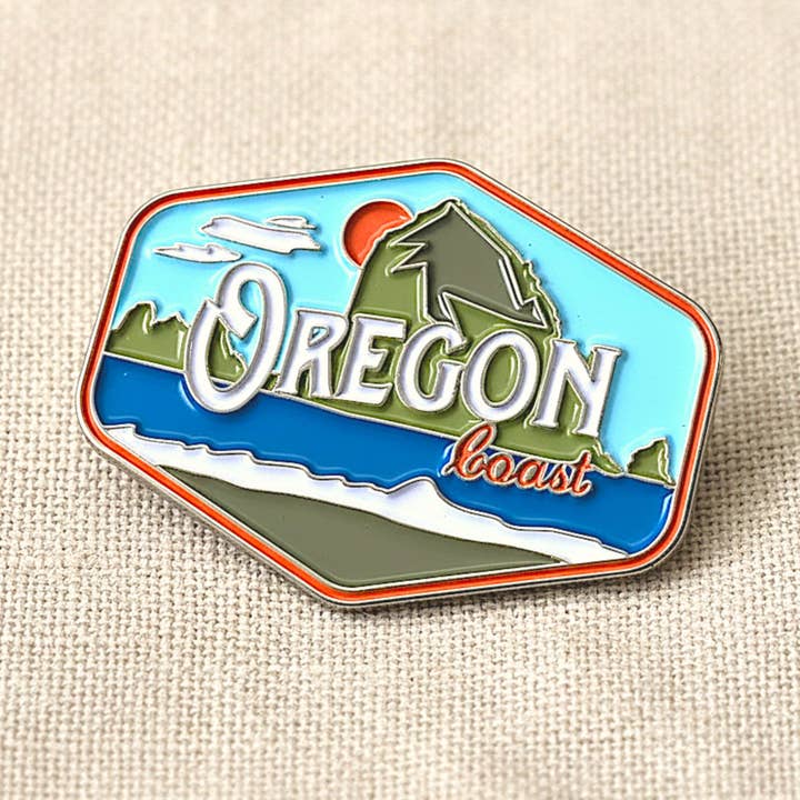 Oregon Coast Vintage Haystack Rock | Enamel Lapel Pin for wholesale by Little Bay Root