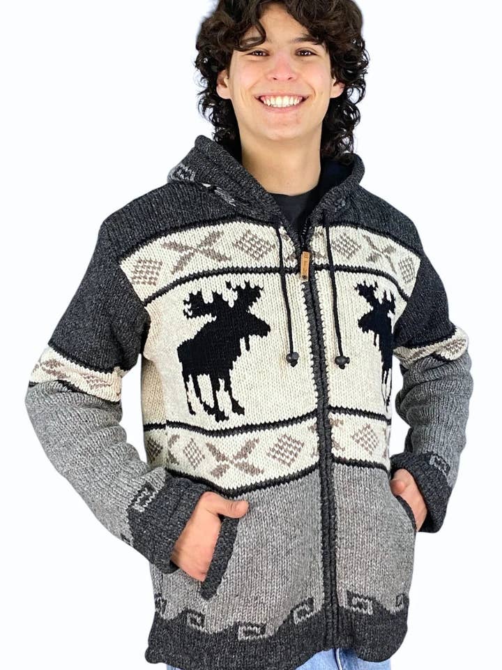 Moose Cardigan for wholesale by Ark Imports